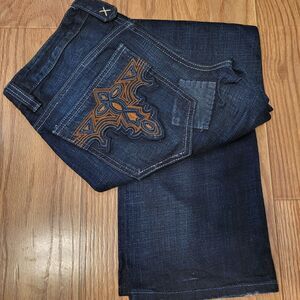 Antik Denim Jeans Country Western Embroidered Pockets Leather Patch Pants Y2k 28